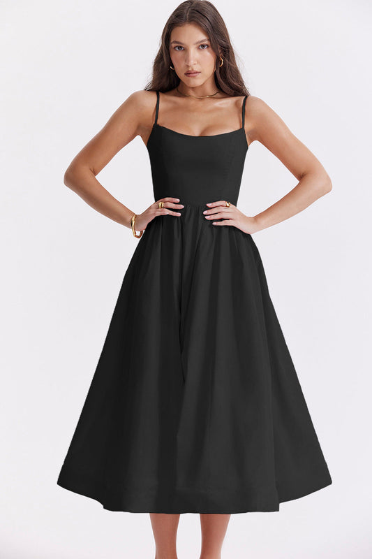 Solid Color Backless Spaghetti Straps Large Swing