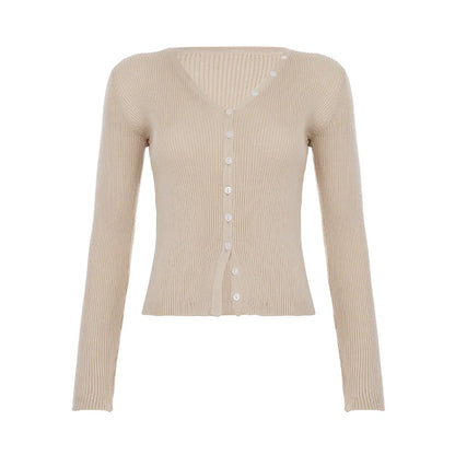 Karaline Ribbed Knit V-Neck Top
