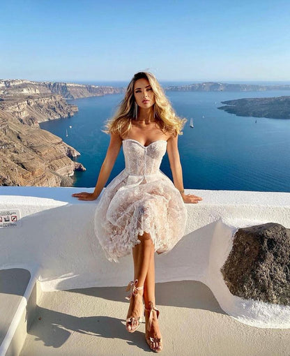 Ladies' Sexy Cup Embroidered Lace Evening Dress, Evening Women's Beach Resort Dress, Tight Skincare Dress
