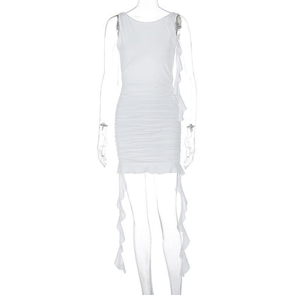Backless Slim Fit Pleated Dress