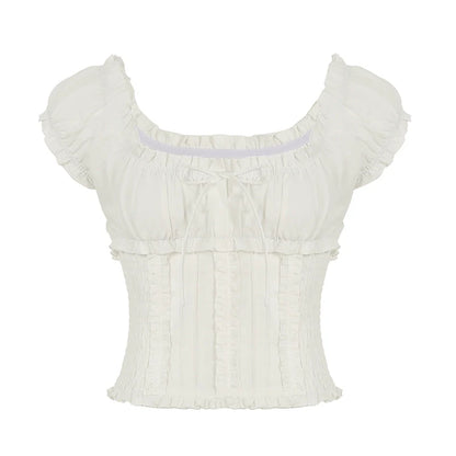 Marianna Puff Sleeve Smocked Crop Top