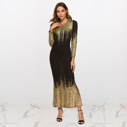 Printed Slim Fit Long Sleeve Dress  Dress