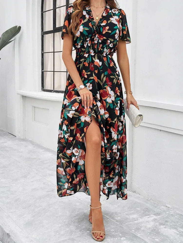 Women’s Long Summer Dress with Short Sleeves