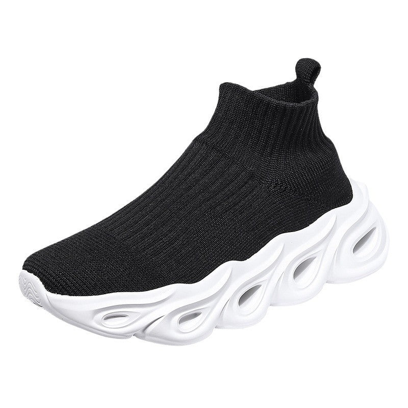 Women's Sock Style Ankle Sneakers With White Sole Lightweight Fit