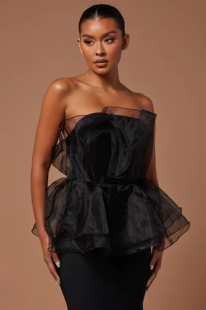 Eli Black Sheath Mesh Maxi Dress