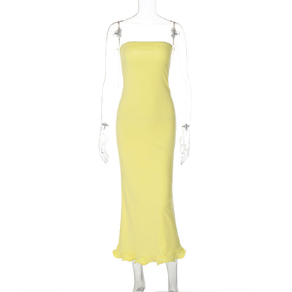 Solid Color Tube Top Sleeveless Long Slim Fit Big Wave