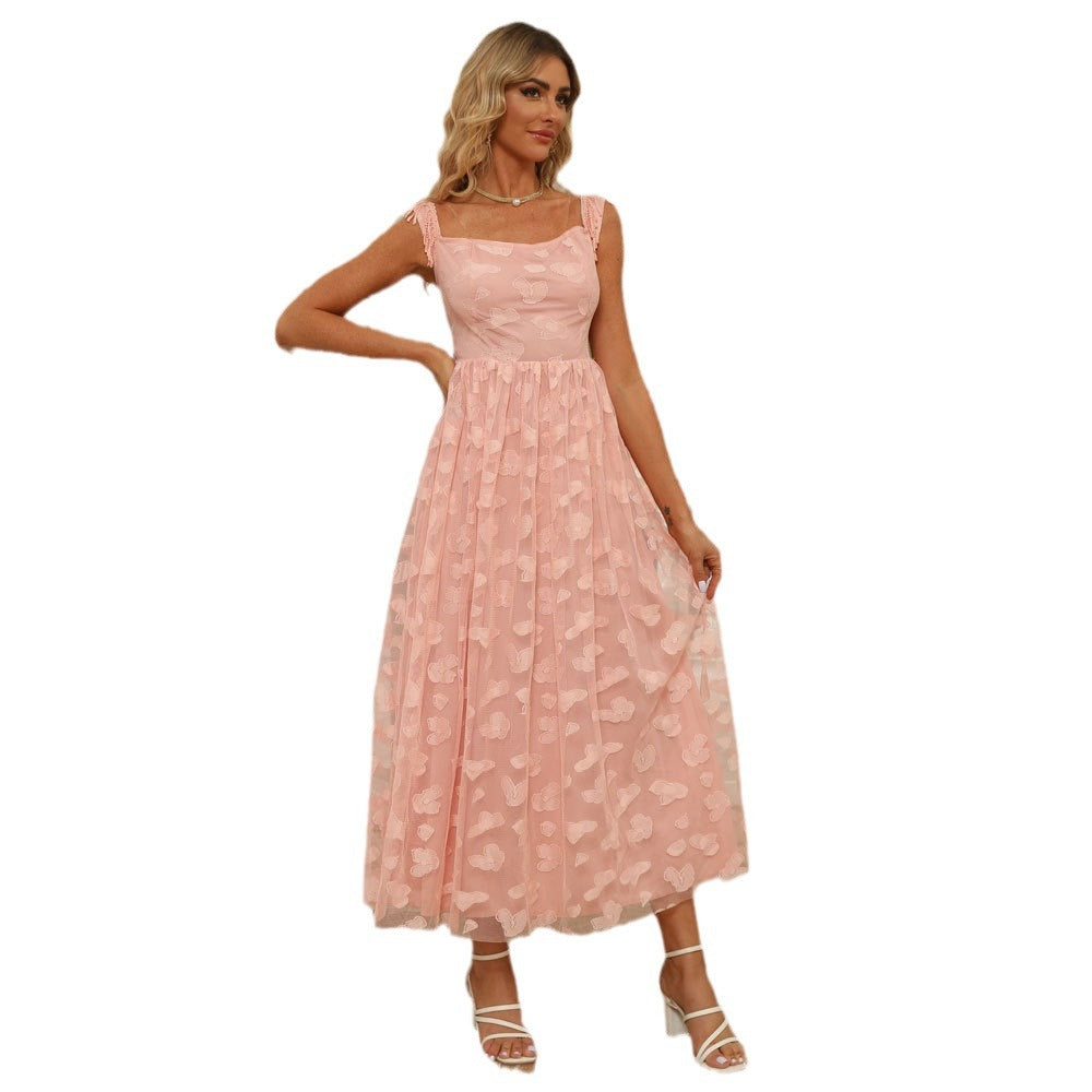 Elegant Tassel off-Shoulder High Waist Dress