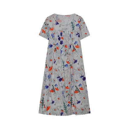Wildflower Print Pleated Scoop Neck Pocket Midi Dress