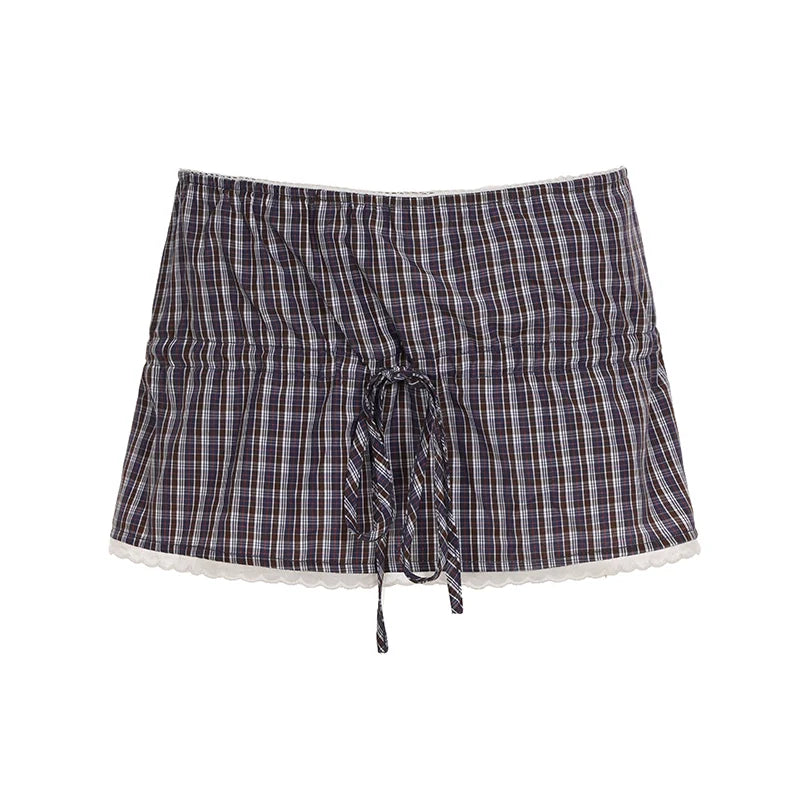 Elora Plaid Crop Skirt Set