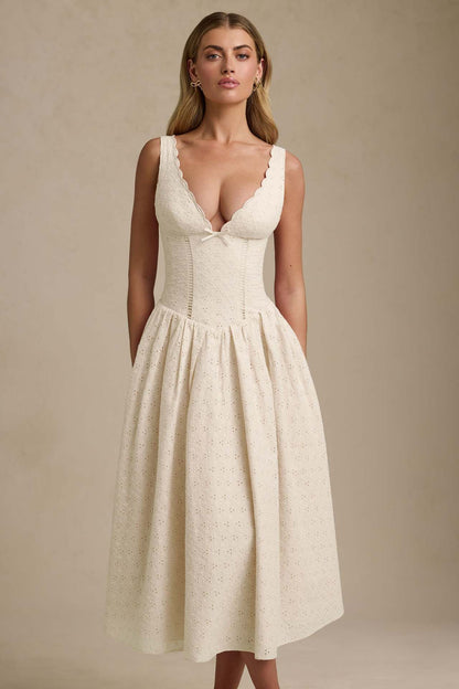 Heavy Embroidery Slim Fit Suspender Dress