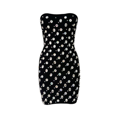 Heavy Industry Light Luxury Rhinestone Tube Top Bandage Dress Ladies Party Dress Dress Short