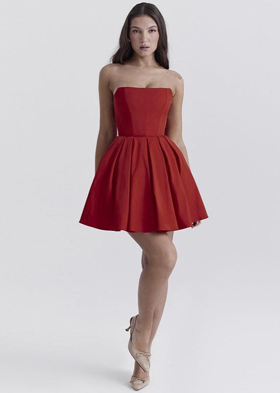 Strapless Corset Pleated Skater Mini Dress