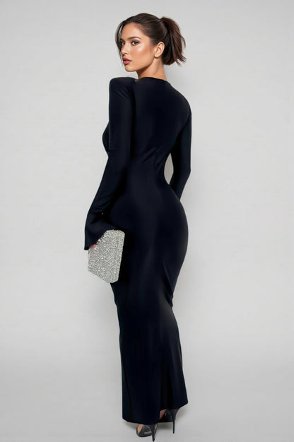 Ceni Straight Shoulder Flare Sleeve Maxi Dress
