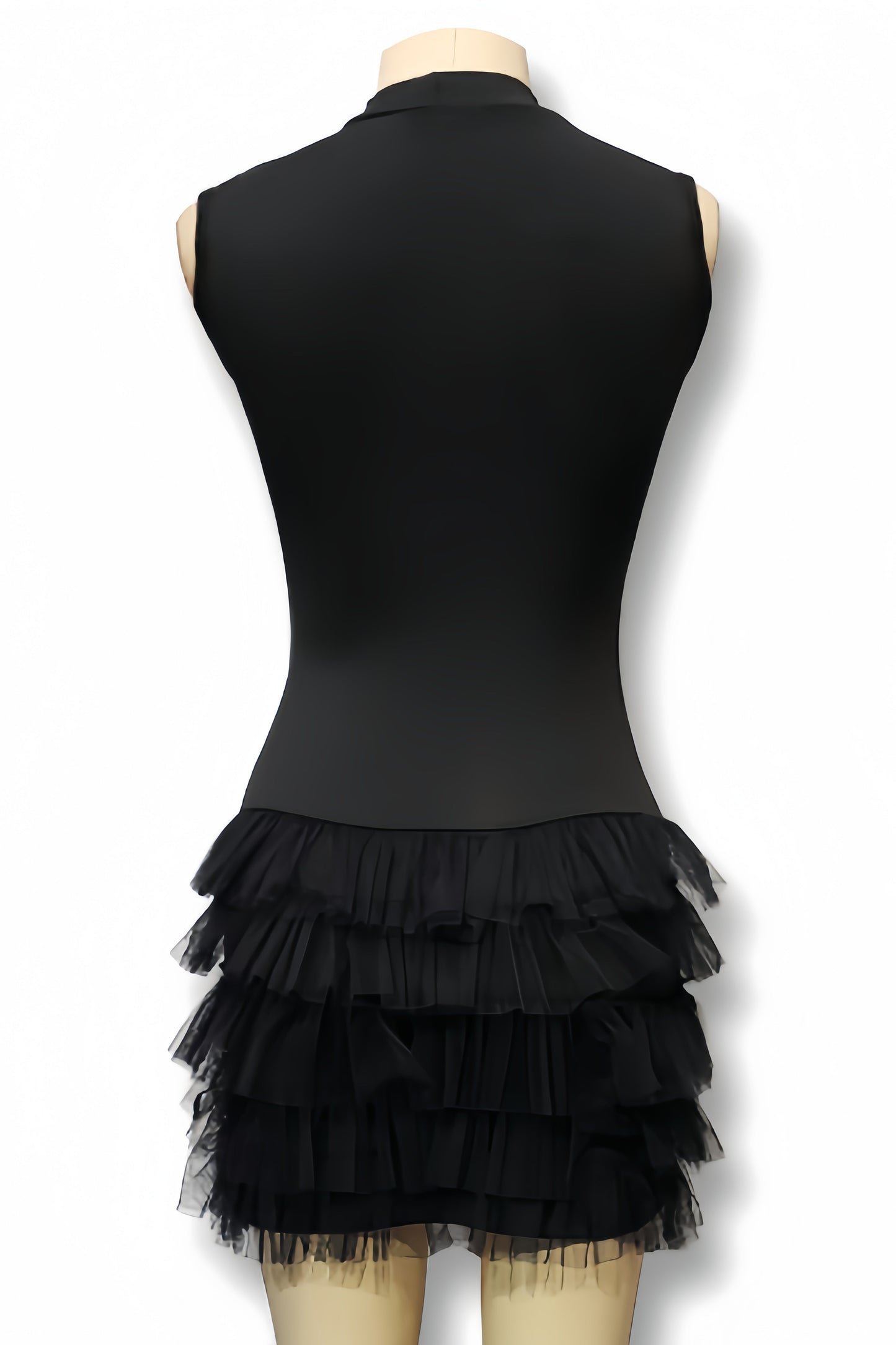 Lami Solid Black Sleeveless Mini Dress