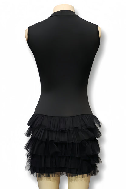Lami Solid Black Sleeveless Mini Dress