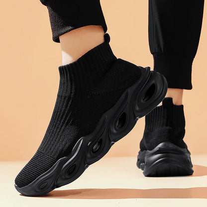 Women's Sock Style Ankle Sneakers With White Sole Lightweight Fit