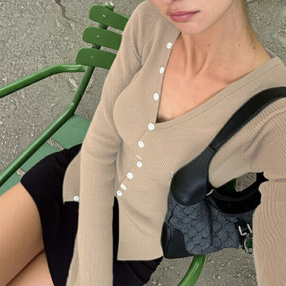 Quetzalli Button-Up Knit Top