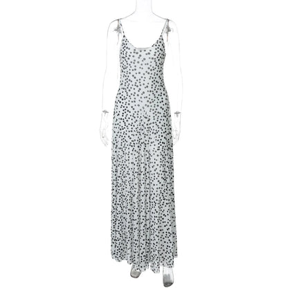 Zulema Polka Dot Mesh Midi Dress