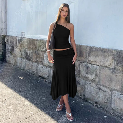 Tatum One-Shoulder Midi Skirt Set