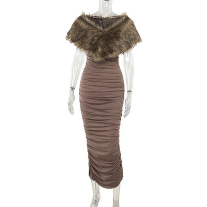 Mocha 2 piece Maxi Dress - Brown