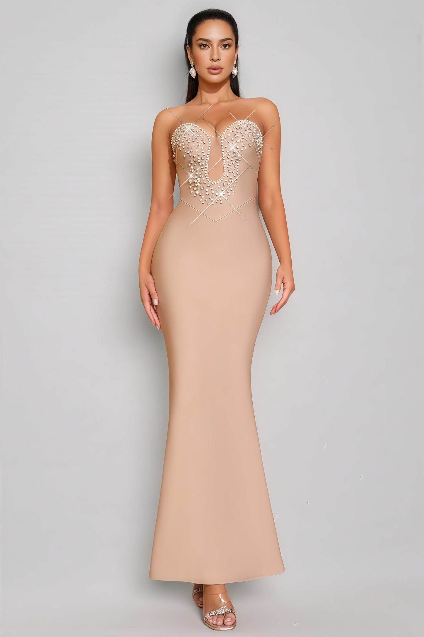 Iuana Sleeveless Beaded Bandage Maxi Dress