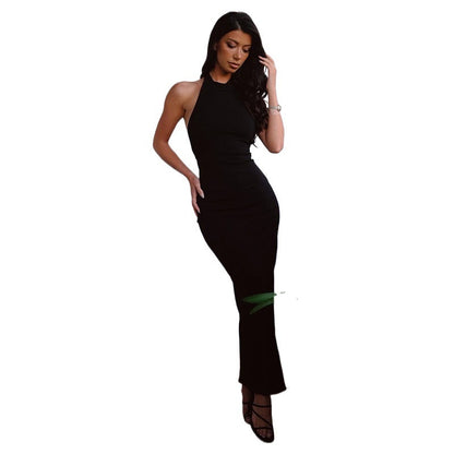 Halter Neck Backless Strappy Heart Cutout Bodycon Maxi Dress