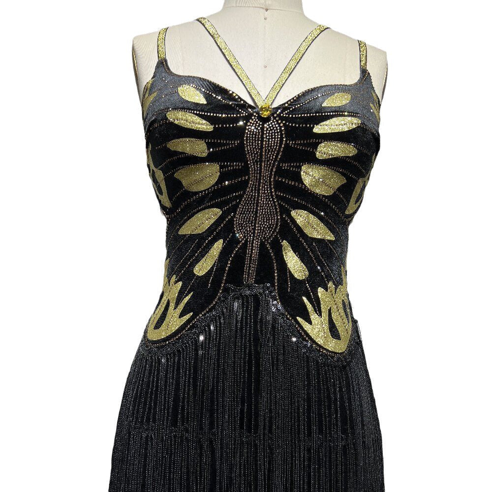 Butterfly Rhinestone Embellished Side Cutout Spaghetti Strap Mini Dress