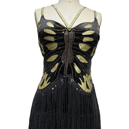 Butterfly Rhinestone Embellished Side Cutout Spaghetti Strap Mini Dress