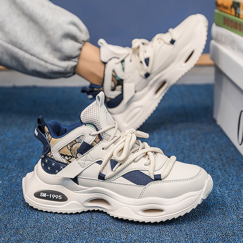 Women's Platform Leather Sneakers With Stylish Lace Up Comfort Fit