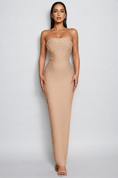 Sevyn Strapless Pearl Maxi Dress