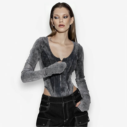 Washed and distressed tight top