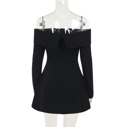 Barbara 2.0 Off Shoulder Mini dress-Black