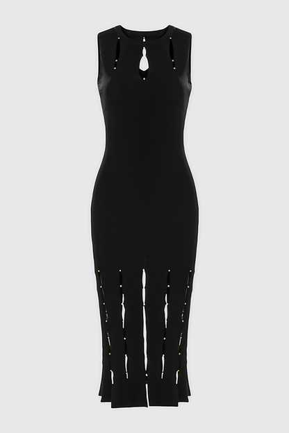 Breclk Beaded Openwork Sleeveless Midi Dress
