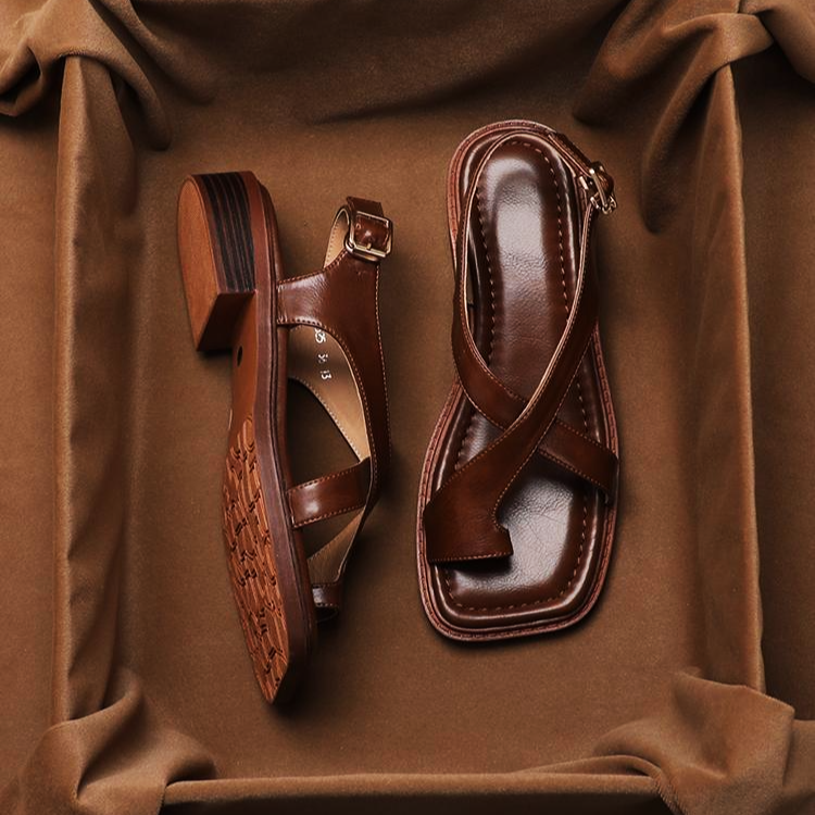 | Leather Cross Sandals