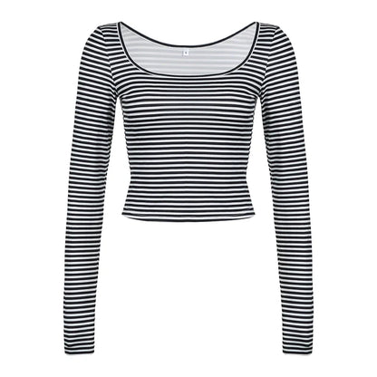 Lauren Striped Long Sleeve Crop Top