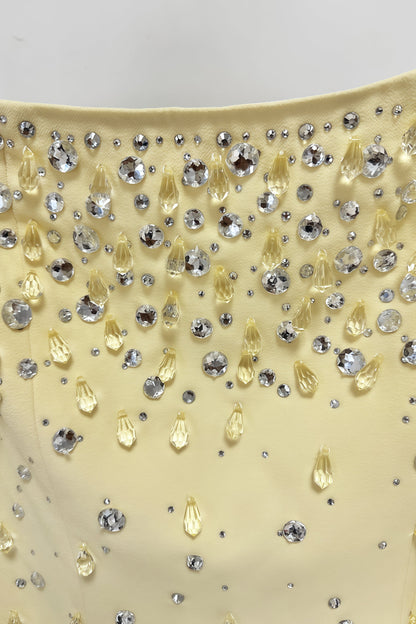 Pamedy Yellow Diamonds Beaded Maxi Dress