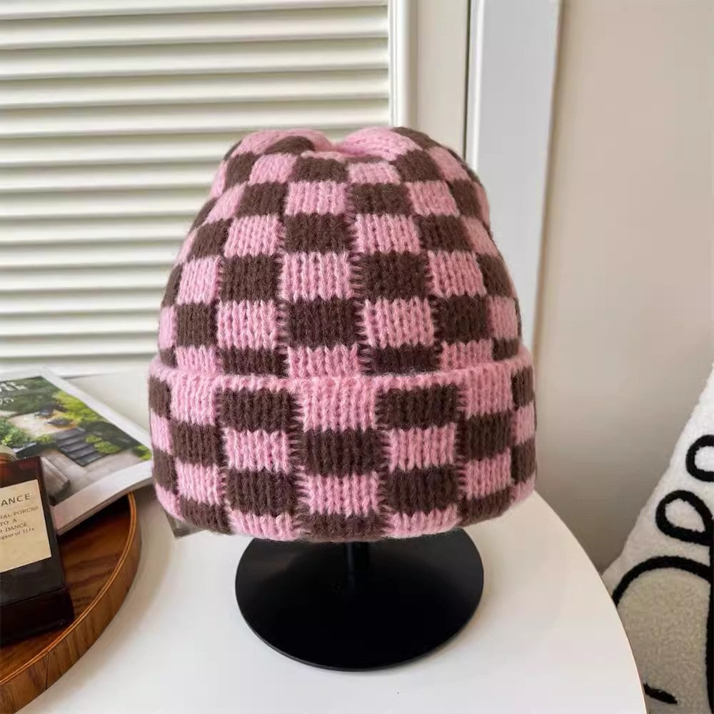 Checkered Knit Hat