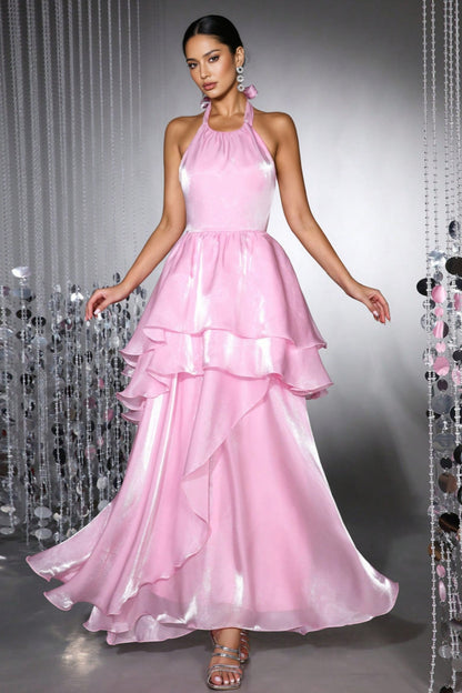 Reem Pink Ruffled Maxi Dress