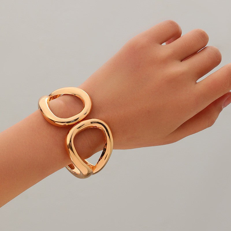 Wide Openwork Coil Metal Cuff Bracelet