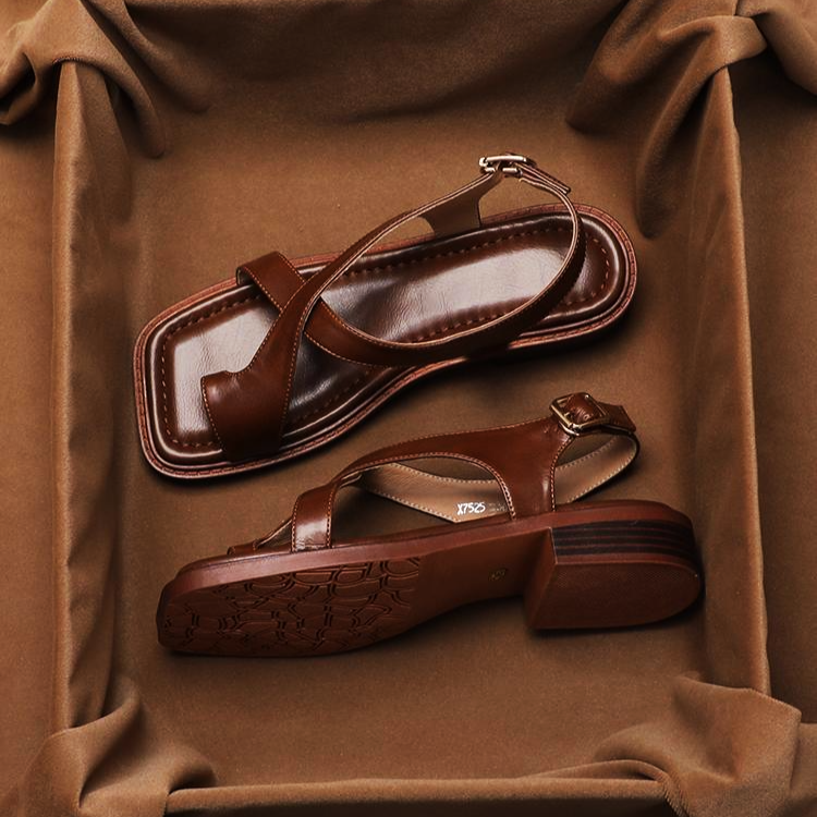 | Leather Cross Sandals