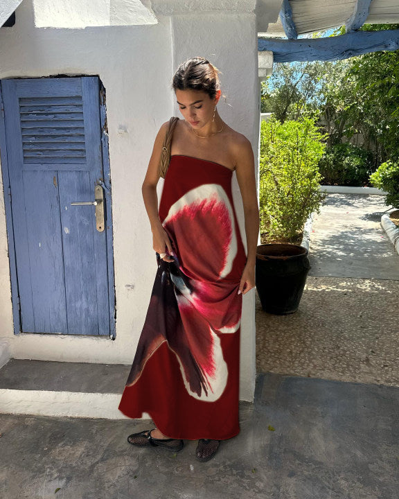 Print Design Sense Backless Dress