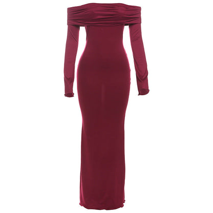 Elegant off Shoulder High Waist Slim Dress