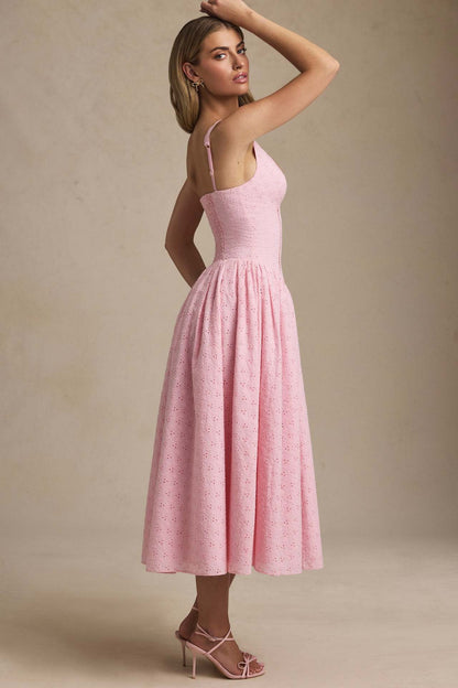 Heavy Embroidery Slim Fit Suspender Dress
