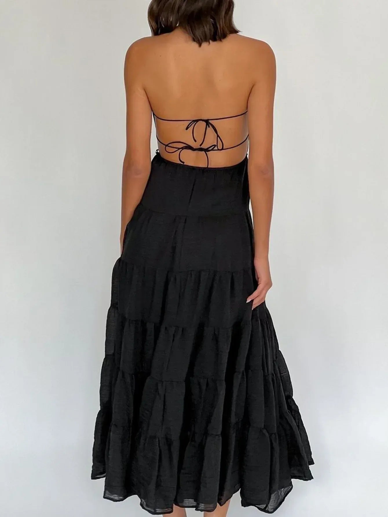 Tiered Backless Maxi Dress Summer Look