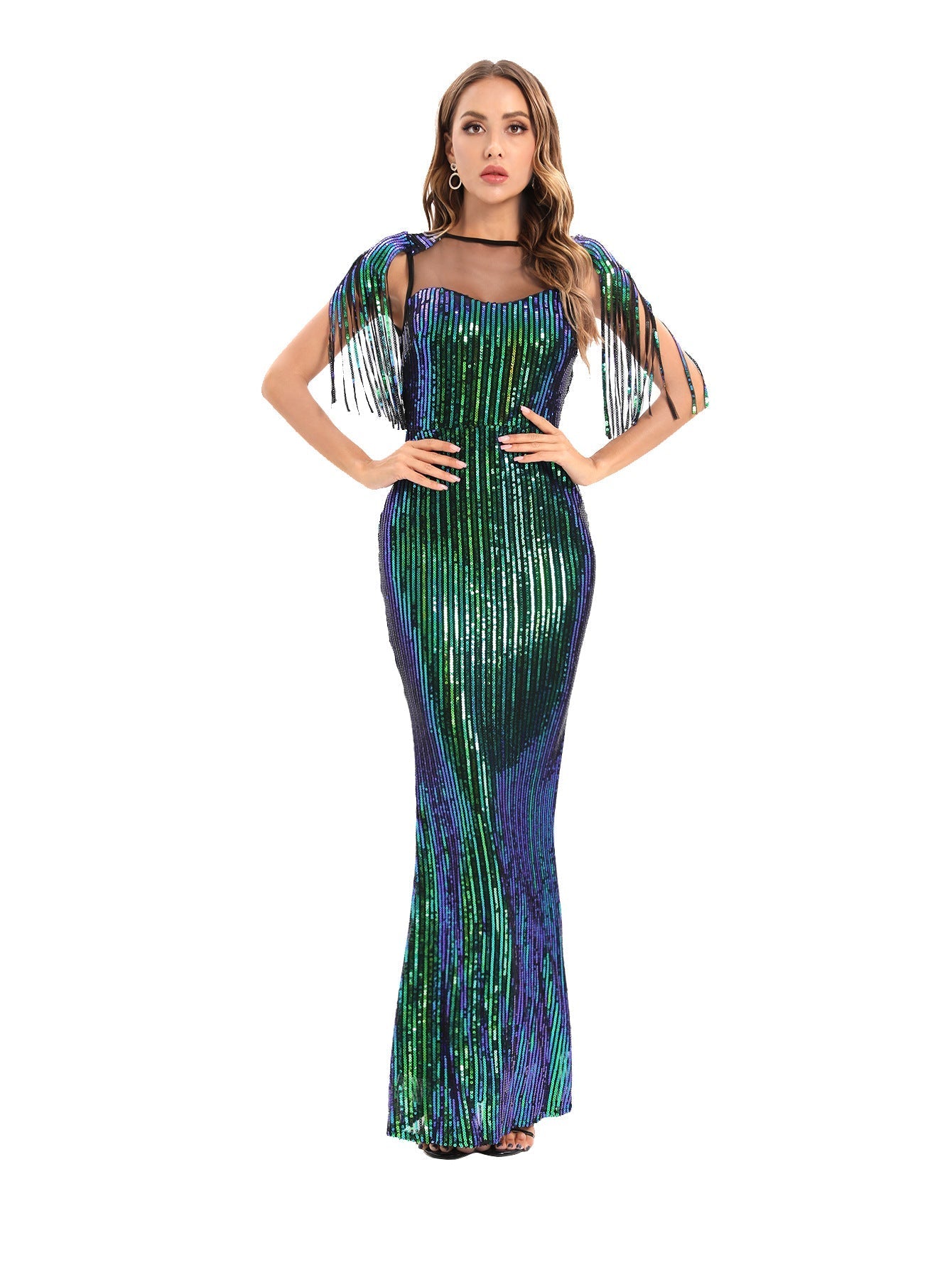 Retro Green Dress Party Evening Dress