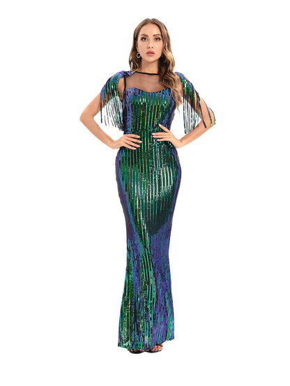 Retro Green Dress Party Evening Dress