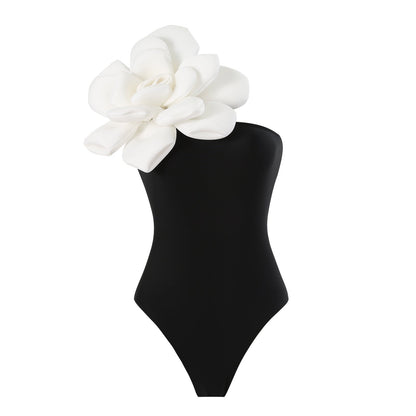 One Piece Swimsuit Skinny Slimming Big Floral Swimsuit Outfit Chiffon Dress