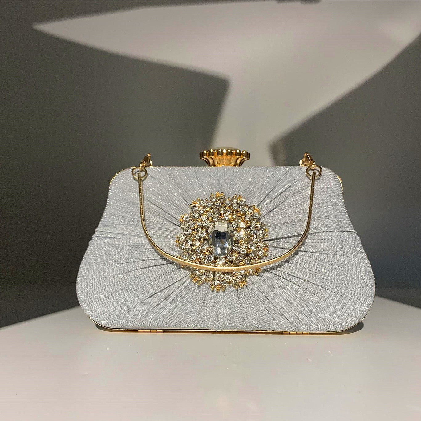 Anya Rhinestone Pleated Handbag