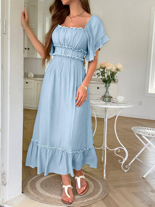 Ruched Contrast Trim Maxi Dress Midi