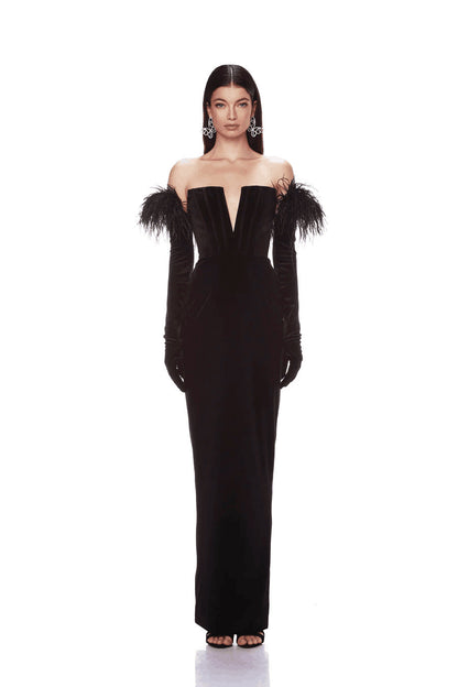 Dress Feather Tube Top Bandage Long Dress